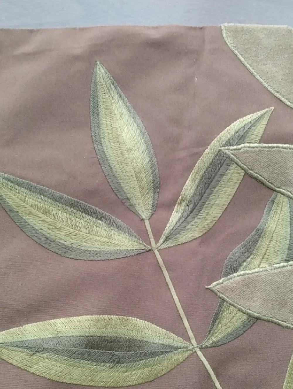 Pier 1 Botanical Embroidered Throw Pillow Cover in Brown & Olive Green